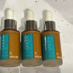 3 x Maybelline New York Green Edition Superdrop Tinted Oil Foundation Shade 75